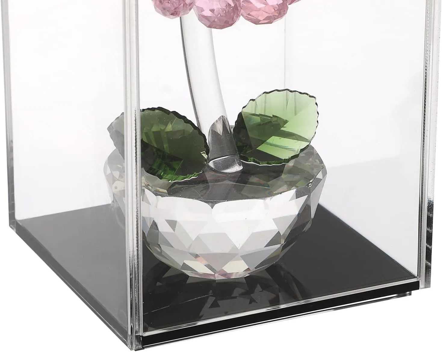 JUXYES Pack of 2 Clear Acrylic Display Case with Sliding Door for Mini Action Figures, Stackable Display Case Cube Small Showcase Free Standing Collectibles Protection Box, Black Bottom