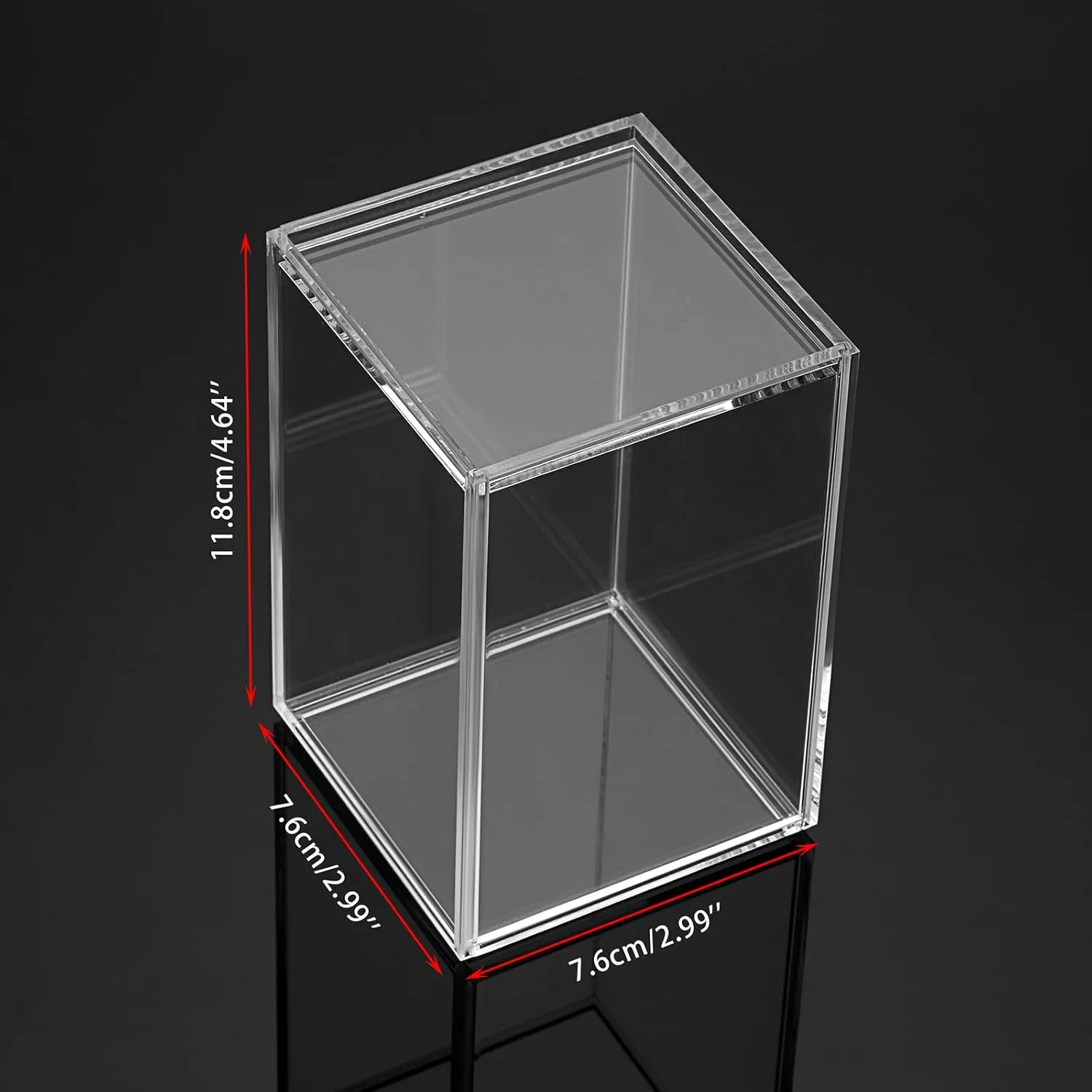 JUXYES Pack of 2 Clear Display Case for Mini Action Figures, Acrylic Box With Sliding Door, Stackable Cube Small Showcase, Free Standing Collectibles Protection