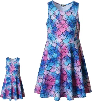 Jxstar Matching Girls & Doll Flower Dresses Sleeveless Summer 18" Dolls Clothes