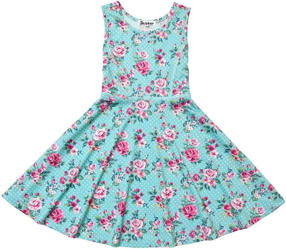 Jxstar Matching Girls & Doll Flower Dresses Sleeveless Summer 18" Dolls Clothes