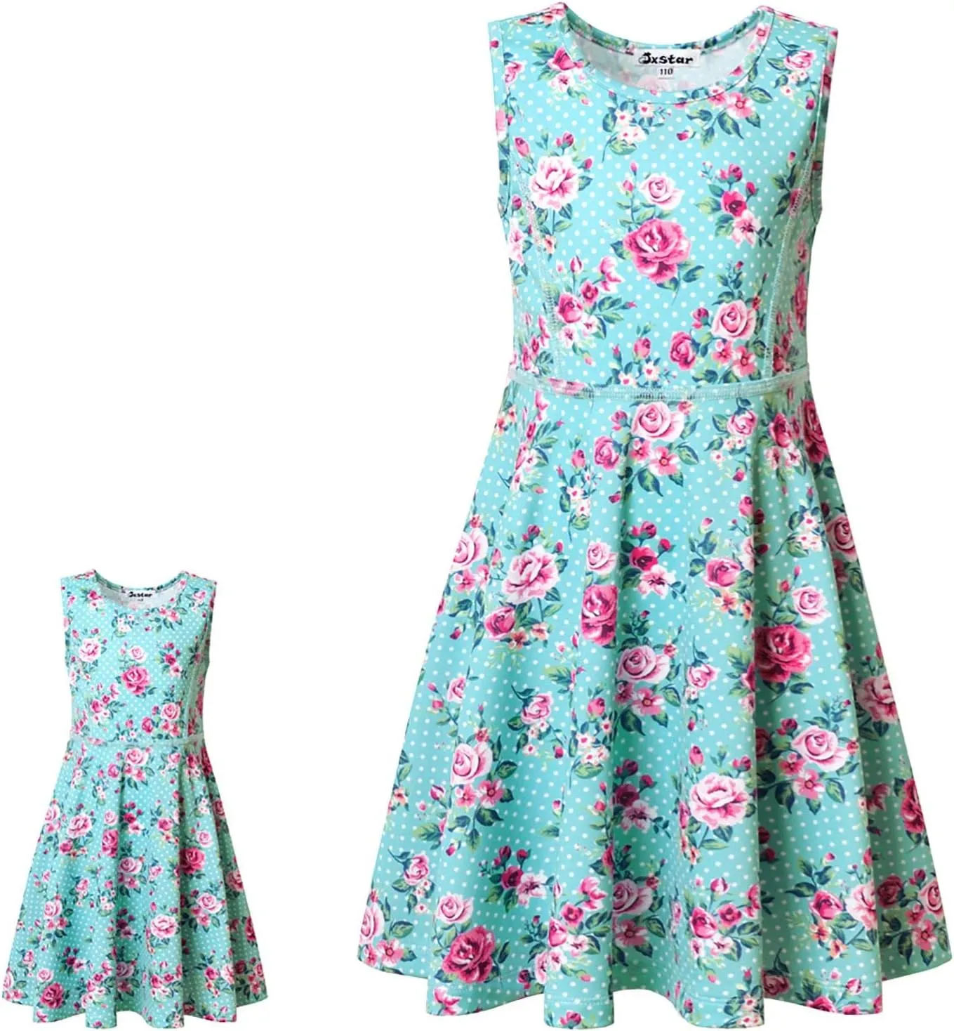 Jxstar Matching Girls & Doll Flower Dresses Sleeveless Summer 18" Dolls Clothes