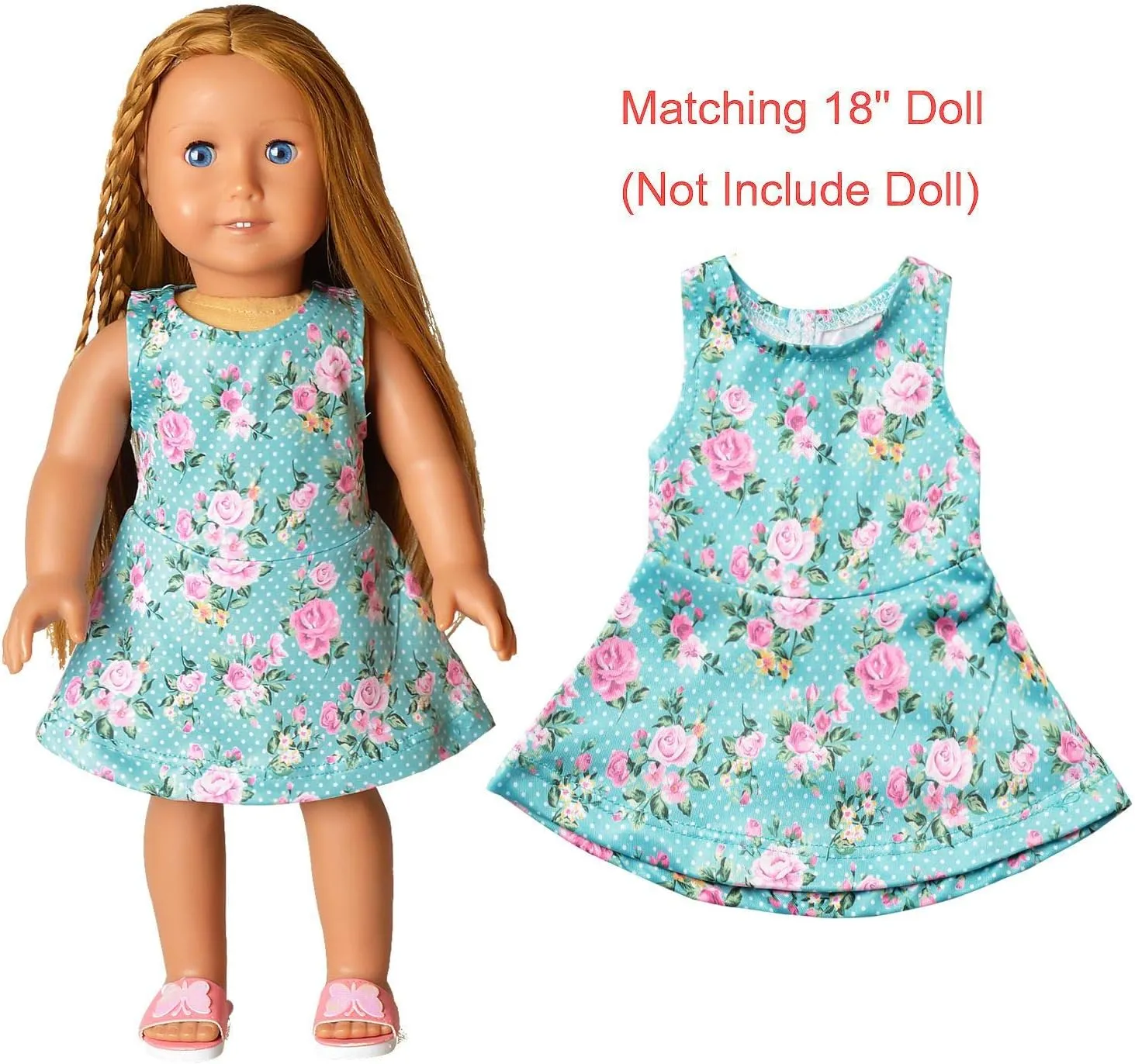 Jxstar Matching Girls & Doll Flower Dresses Sleeveless Summer 18" Dolls Clothes