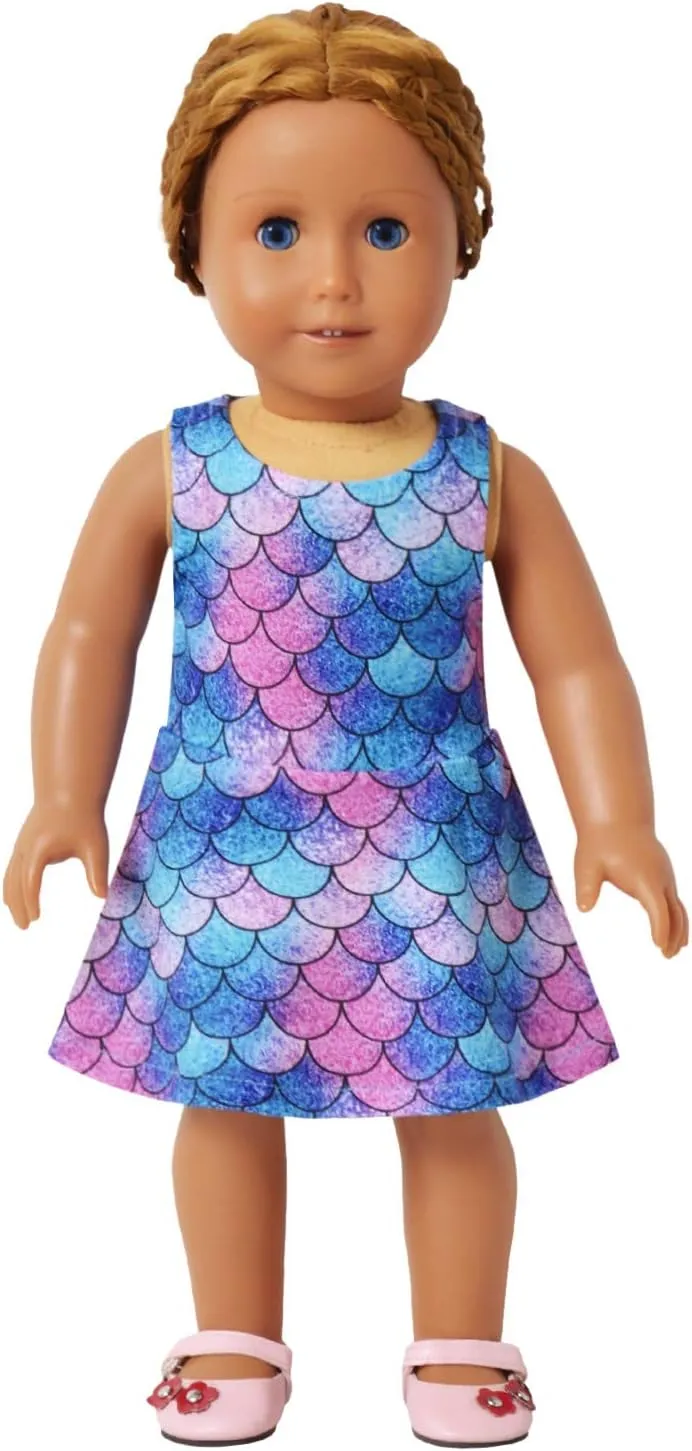 Jxstar Matching Girls & Doll Flower Dresses Sleeveless Summer 18" Dolls Clothes