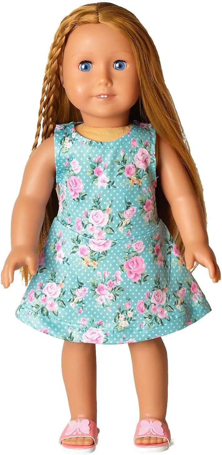 Jxstar Matching Girls & Doll Flower Dresses Sleeveless Summer 18" Dolls Clothes