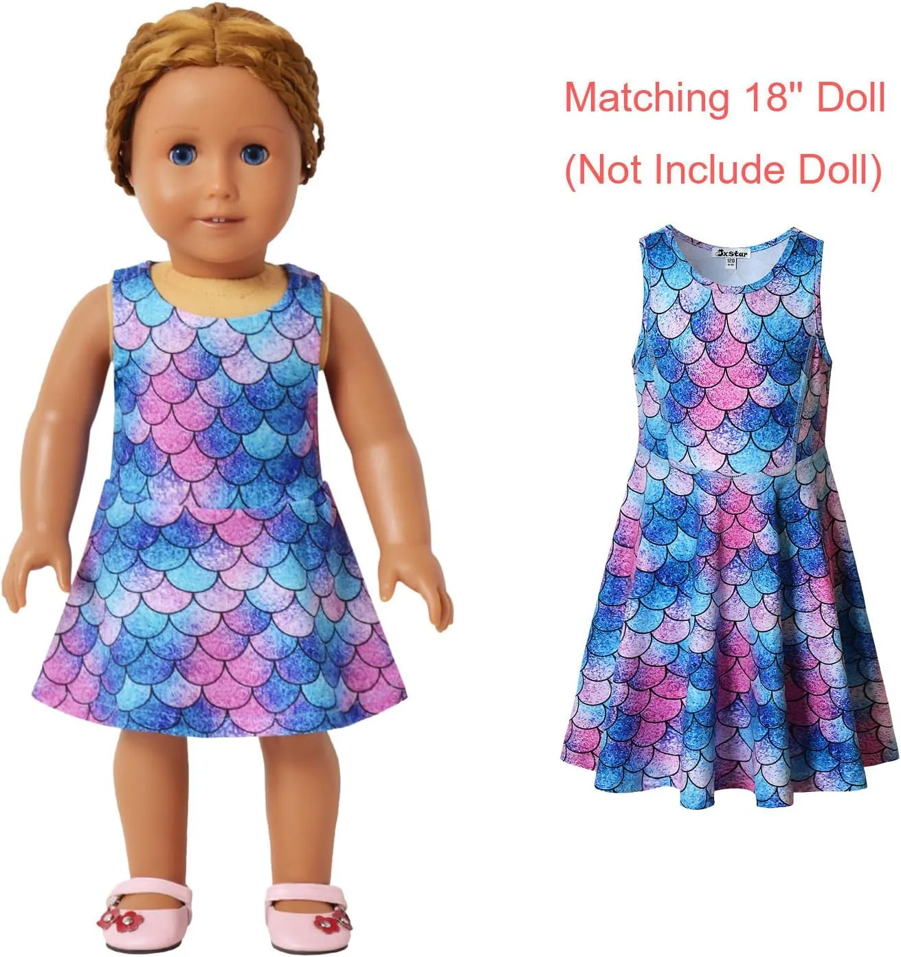 Jxstar Matching Girls & Doll Flower Dresses Sleeveless Summer 18" Dolls Clothes
