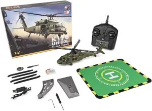K170 UH60L RC Helicopter for Adults, 2.4GHz 4CH RC Military Scale Model with Brushless Motor, 6-Axis Aircraft Single Wing Aileron Free Altitude Hovering (RTF/4 Battery)