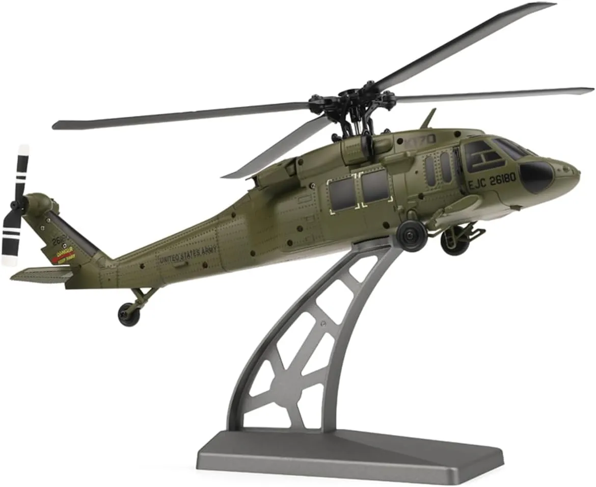 K170 UH60L RC Helicopter for Adults, 6-Axis Gyro Brushless Motor 2.4G 4CH Remote Contro Military Aircraft Single Wing Aileron Free Altitude Hovering (3 Batteries)