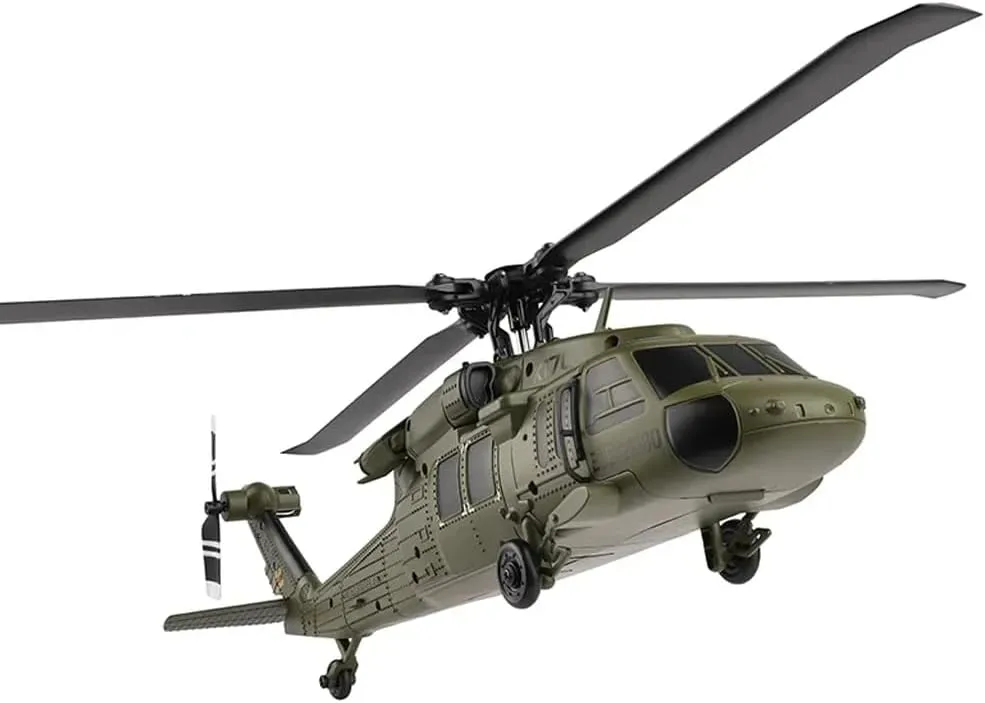 K170 UH60L RC Helicopter for Adults Beginners, 2.4G 4CH 6-Axis Gyro Remote Controlled Helicopter Military Aircraft Brushless Motor Altitude Hovering - RTF /3 Battery