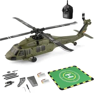 K170 UH60L RC Helicopter, Remote Controlled Helicopter for Adults Beginners, 2.4G 4CH RC Plane 6-Axis Gyroscope Altitude Hovering Military Aircraft Aileronles (2 Batteries)