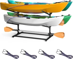 Kayak Storage Rack, Adjustable Heavy Duty Kayak Racks for Garage and Outdoor Storage, Freestanding Storage Rack for Kayak, Canoe, Surfboard & Paddleboard