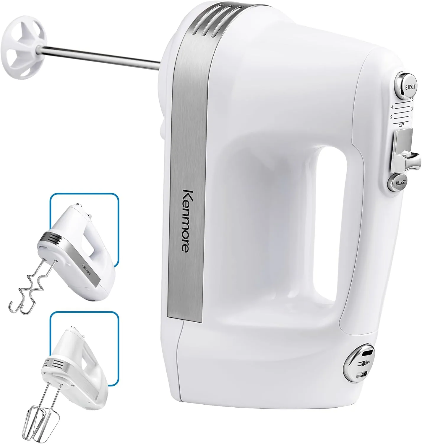 Kenmore Electric Hand Mixer - Case Batidora De Mano Kitchen 5 Speed Handheld Blender With Whisk, Beater, Dough Hook, Attachments Storage, Turbo Boost, Appliance For Cake Mix, Eggs, Whipping Cream