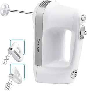 Kenmore Electric Hand Mixer - Case Batidora De Mano Kitchen 5 Speed Handheld Blender With Whisk, Beater, Dough Hook, Attachments Storage, Turbo Boost, Appliance For Cake Mix, Eggs, Whipping Cream