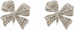 Kenneth Jay Lane, Rhodium & Rhinestone Bow Clip Earrings and Statement Ring
