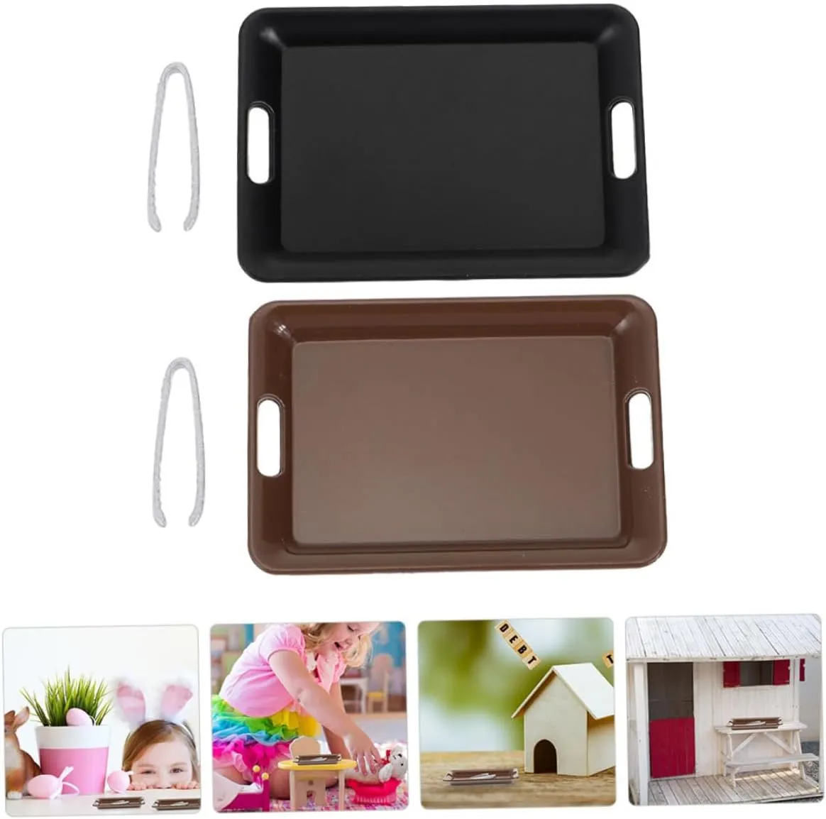 KESYOO 6 Sets Miniature Bread Trays Clamps for Dollhouse Kitchen Model Accessories Cute Mini Dessert Trays for Childrens Playtime for Dollhouse Decoration and Micro Landscape