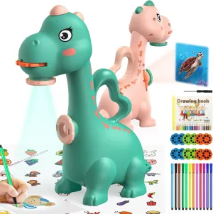 KETIEE Dinosaur Drawing Projector Toys for Ages 5-7 Tracing and Drawing Projector for Kids with Two Projector Heads, Smart Art Sketcher Projector with 96 Stencils, Toddler Toys for Boys (Green)