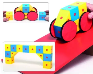 Kids 3D Magnetic Blocks Construction STEM Set in Multicolored - Moving Toy Building Kit - 3  Years - 40 Pieces