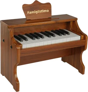 Kids Wooden Piano Keyboard，25 Keys Digital Piano for todders，Music Educational Instrument Toy for baby, Mini Piano Gift for Girls Boys Age 3 （walnut）