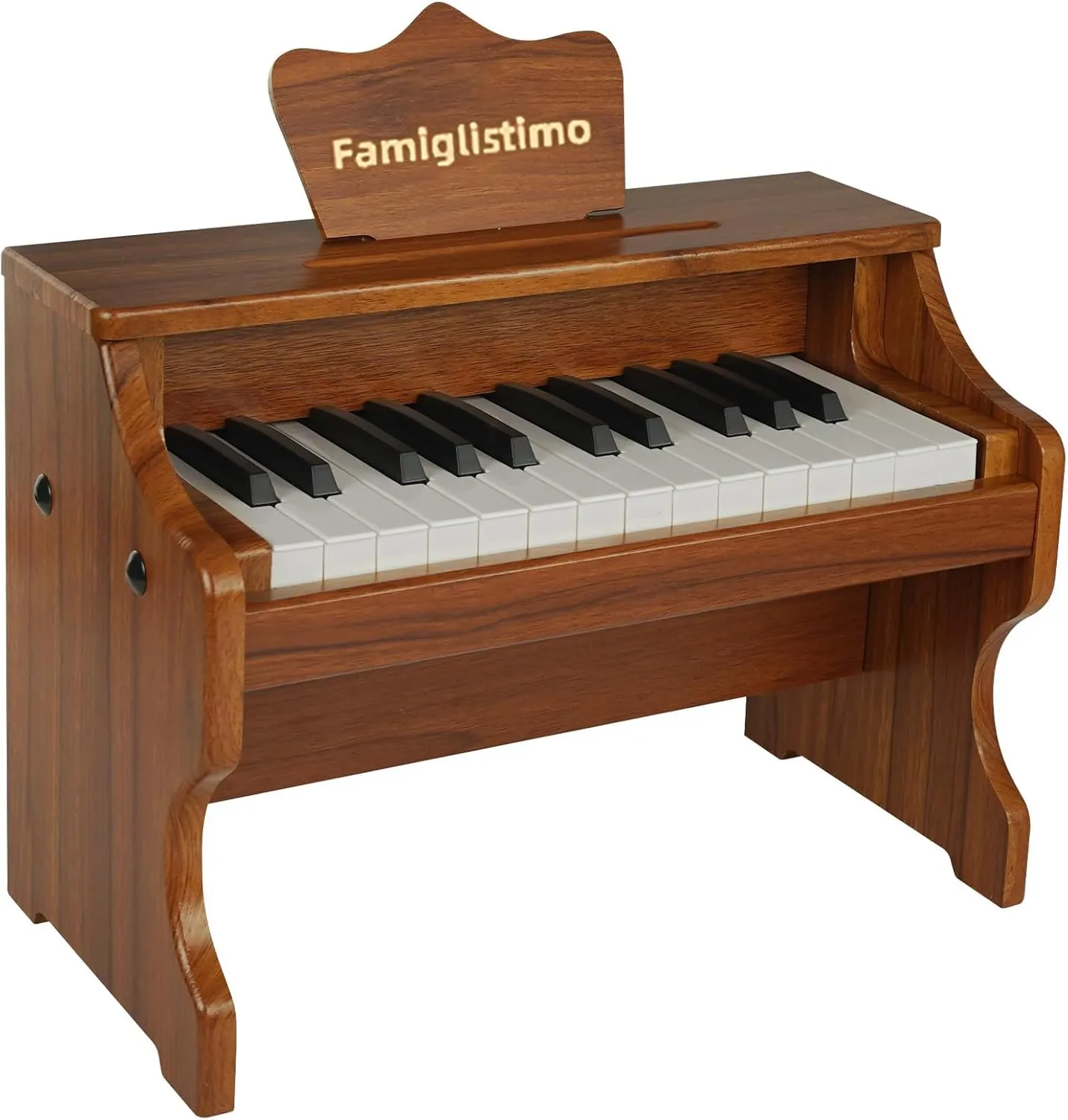 Kids Wooden Piano Keyboard，25 Keys Digital Piano for todders，Music Educational Instrument Toy for baby, Mini Piano Gift for Girls Boys Age 3 （walnut）