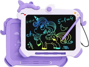 Kikapabi LCD Writing Tablet for Kids, Unicorn Colorful Screen Doodle Board, Toddler Educational Travel Toys, Christmas Birthday Gift for 3 4 5 6 7 Year Old Girls Purple