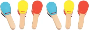 Kisangel 6Pcs Wooden Baby Castanet Musical Education Toys Percussion Handle Clapper for Kids Castanets Instrument Toy