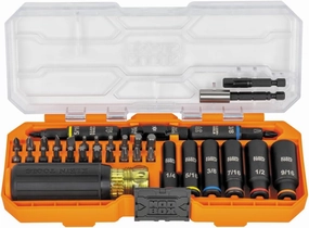 Klein Tools 32502HD KNECT Impact-Rated Screwdriver and Socket Set with MODbox Case, 41-Piece, 26 Bits, 6 Deep Well Sockets, Accessories, and Handle