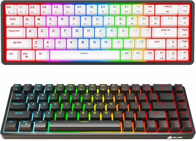 KLIM Shift Wireless Mechanical Keyboard – New Version – Hotswap TKL RGB with Extra 68 Keycap Set – Backlit Mini Gaming Keyboard – 2.4GHz Wireless & Bluetooth – 60% Layout – PC Gamer