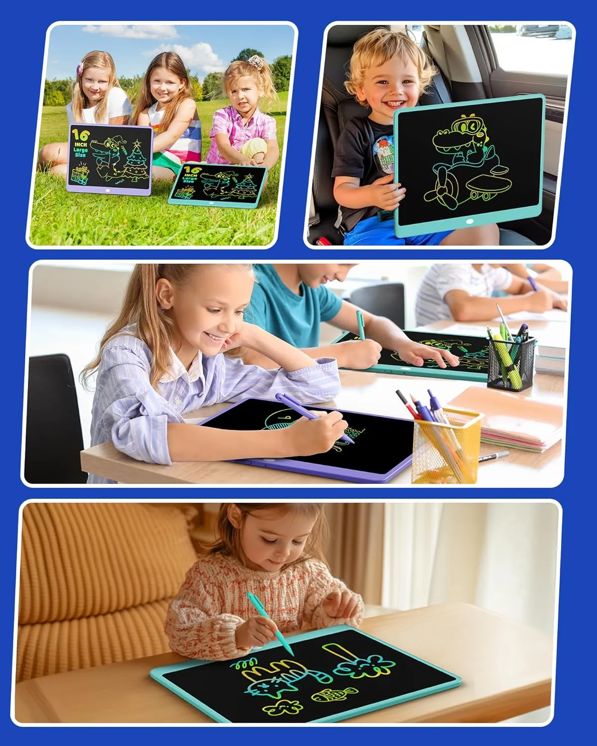 KOKODI LCD Writing Tablet for Kids 16 Inch Colorful Doodle Board, Electronic Drawing Tablet Drawing Pad for Kids, Educational and Learning Kids Toys Gifts for 3 4 5 6 7 8 Year Old Boys and Girls