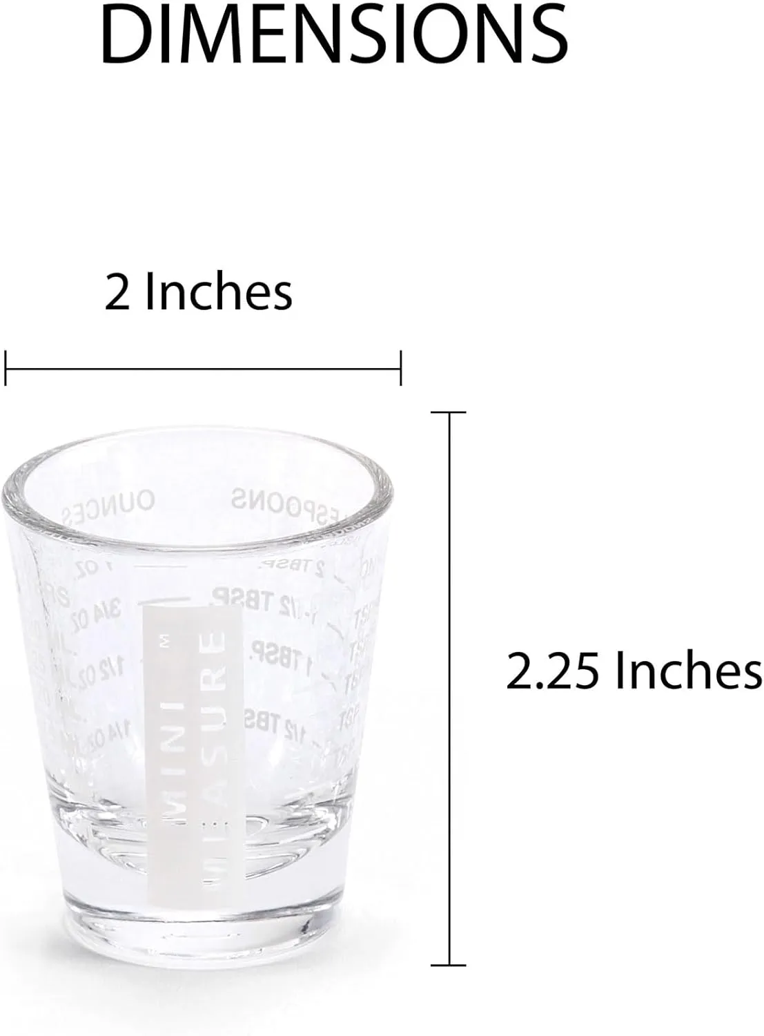 Kolder Mini Measure Heavy Glass, 20-Incremental Measurements Multi-Purpose Liquid and Dry Measuring Shot Glass, White, Set of 3