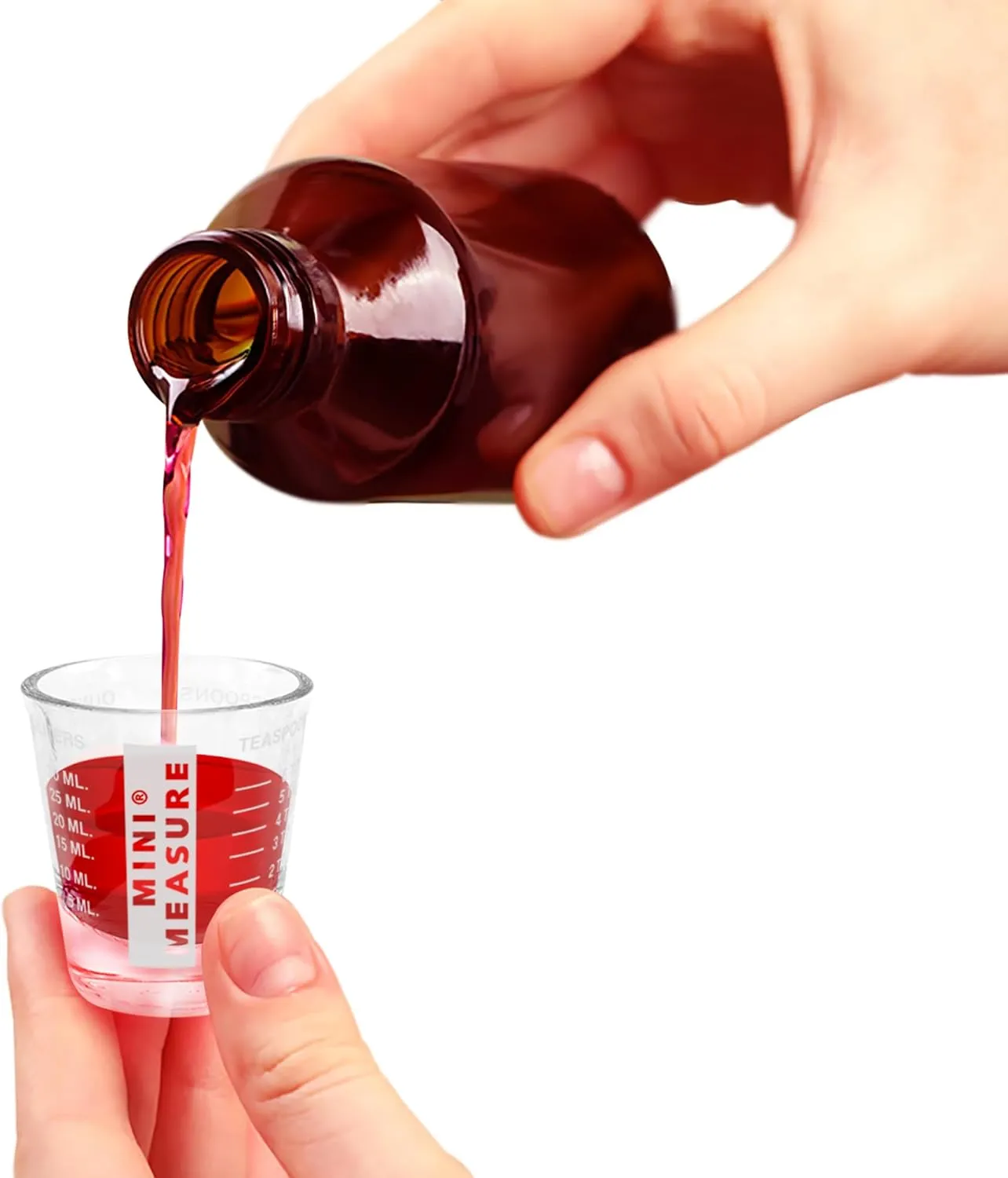 Kolder Mini Measure Heavy Glass, 20-Incremental Measurements Multi-Purpose Liquid and Dry Measuring Shot Glass, White, Set of 3