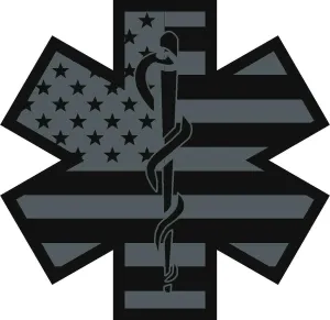 Kramer Black Flag Subdued Reflective Star of Life Fire Helmet Decal EMT 4 in.