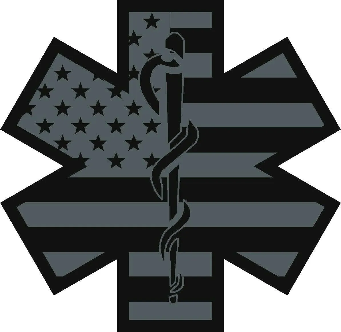 Kramer Black Flag Subdued Reflective Star of Life Fire Helmet Decal EMT 4 in.
