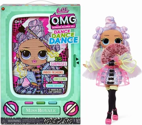 L.O.L. Surprise! OMG Dance Miss Royale Fashion Doll with 15 Surprises Including Magic Black Light, Shoes, Hair Brush, Doll Stand and TV Package - Great Gift for Girls Ages 4 