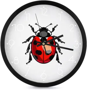 Ladybug Wall Clock 10 Inch Silent Non-ticking Battery Operated Decorative Clock for Kitchen Bedroom