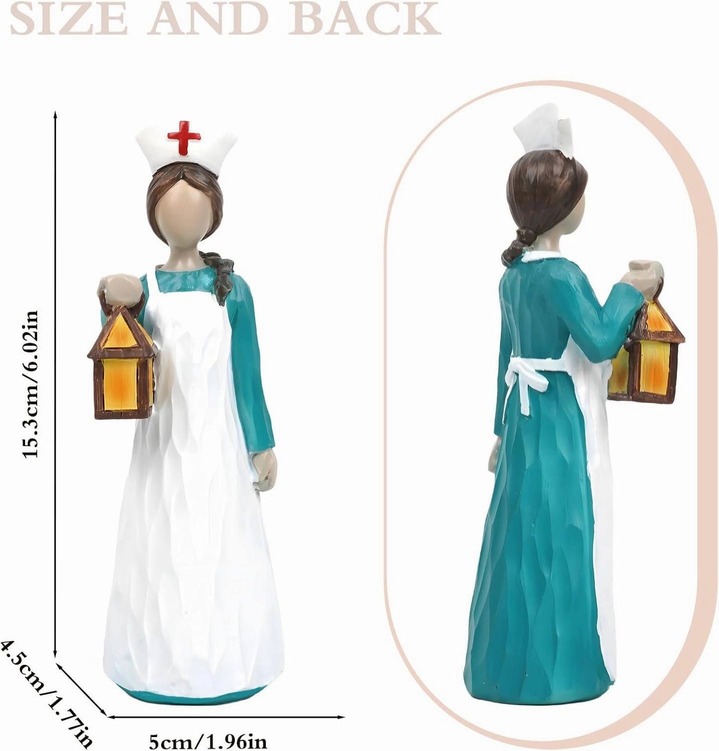 Lake Blue Lantern Nurse Decoration, Hand-Painted Statues of Nurses with Lanterns, Thanksgiving Day, Nurses Day Souvenirs and Gifts, Tabletop Art Ornaments