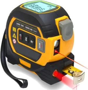 Laser Tape Measure 3 in 1 Digital Laser Distance Meters with LCD Display & self-Locking Device 131ft/40m Rechargeable Laser Measurement Tool & 5m Tape Measure Area/Volume