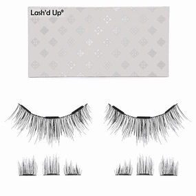 Lash'd Up Magnetic Eyelashes Without Eyeliner 3 Magnets (Can also be worn as Dual Magnets) Full Eye Snap-on Set Soft Faux Silk Vegan (Long & Volume)