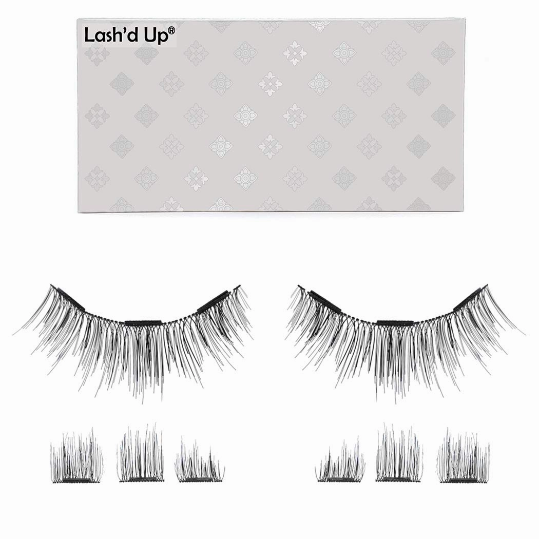 Lash'd Up Magnetic Eyelashes Without Eyeliner 3 Magnets (Can also be worn as Dual Magnets) Full Eye Snap-on Set Soft Faux Silk Vegan (Long & Volume)