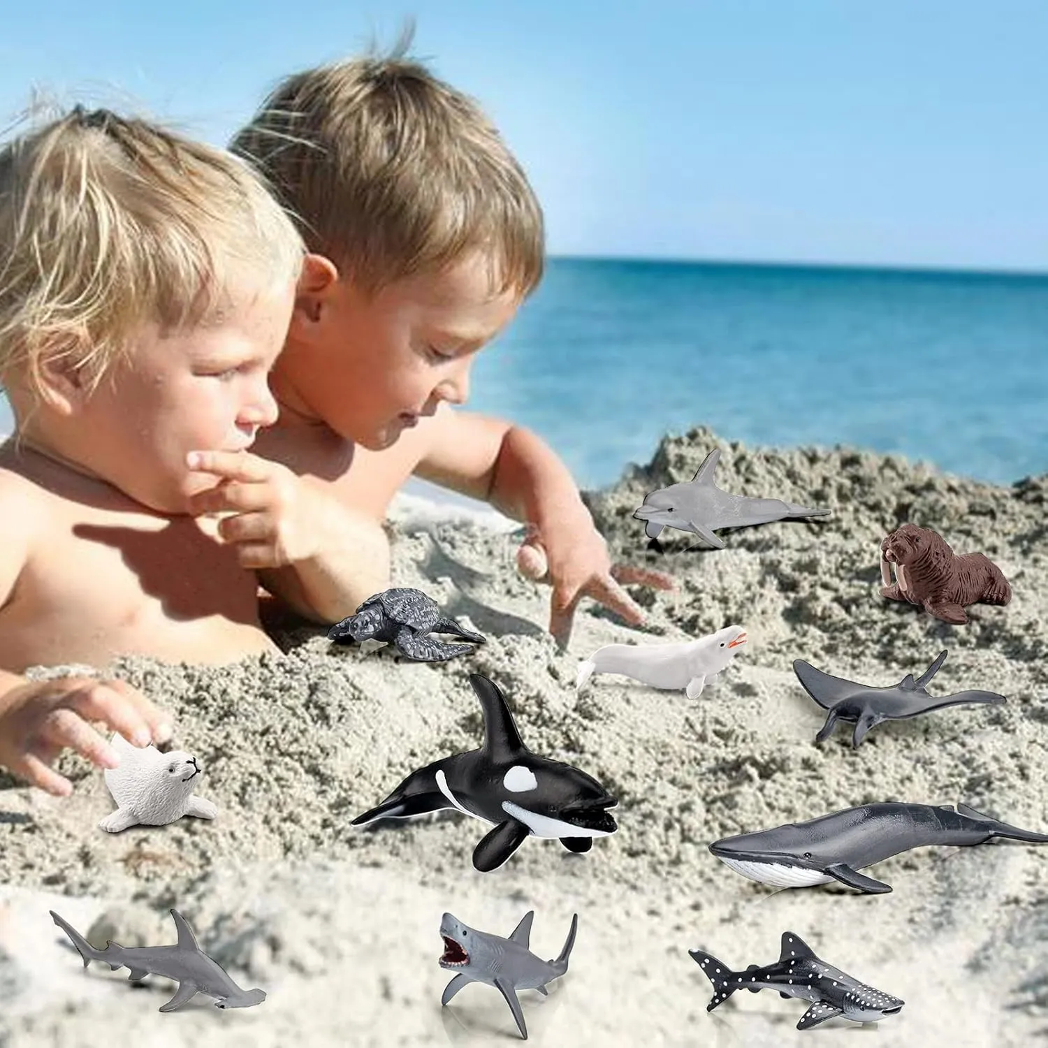 LC JoyCre Arctic Animals Mini Sea Creatures Toys Set - 22PCS Figurines for Toddlers - Sharks, Sea Turtle & More - Bulk Kids Birthday Gift