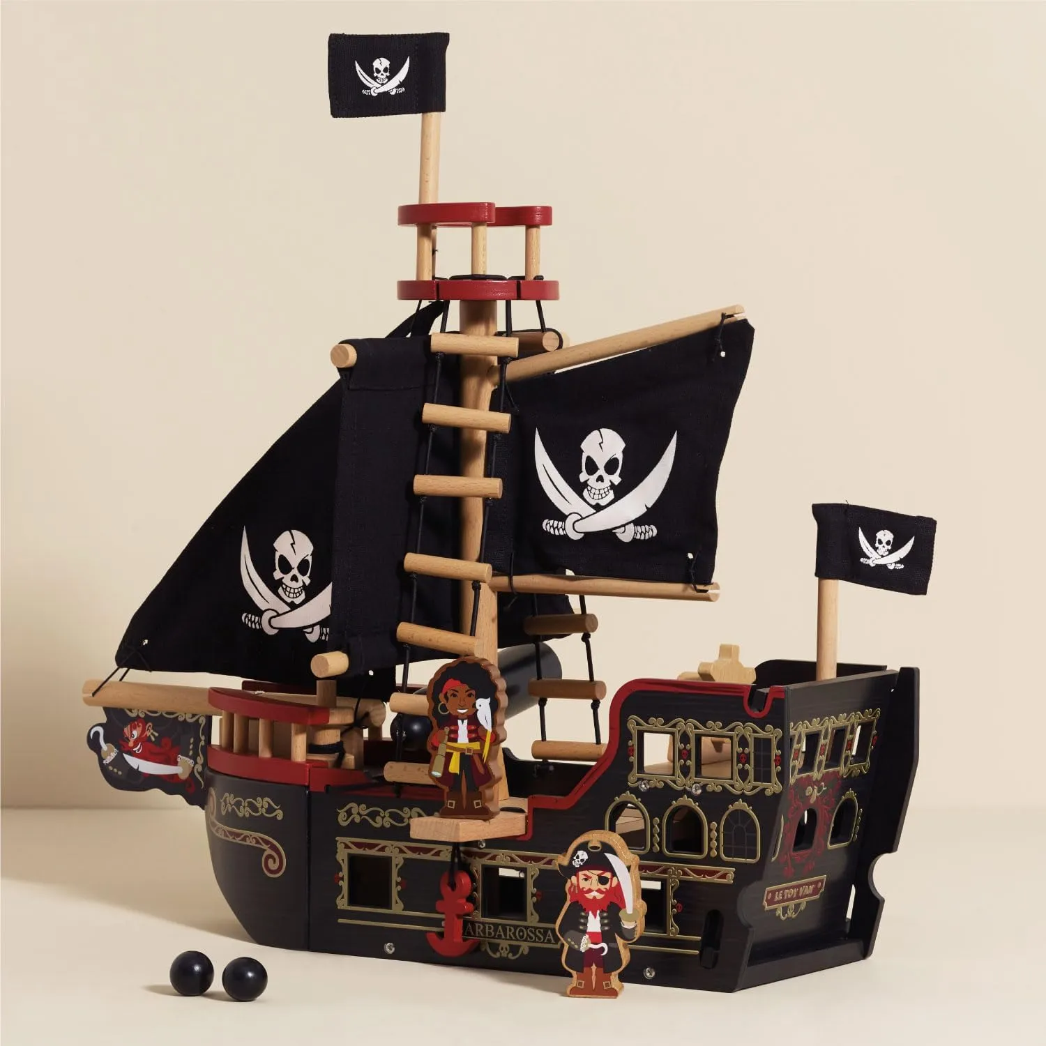 Le Toy Van Barbarossa Pirate Ship Set Premium Wooden Toys for Kids Ages 3 years & Up