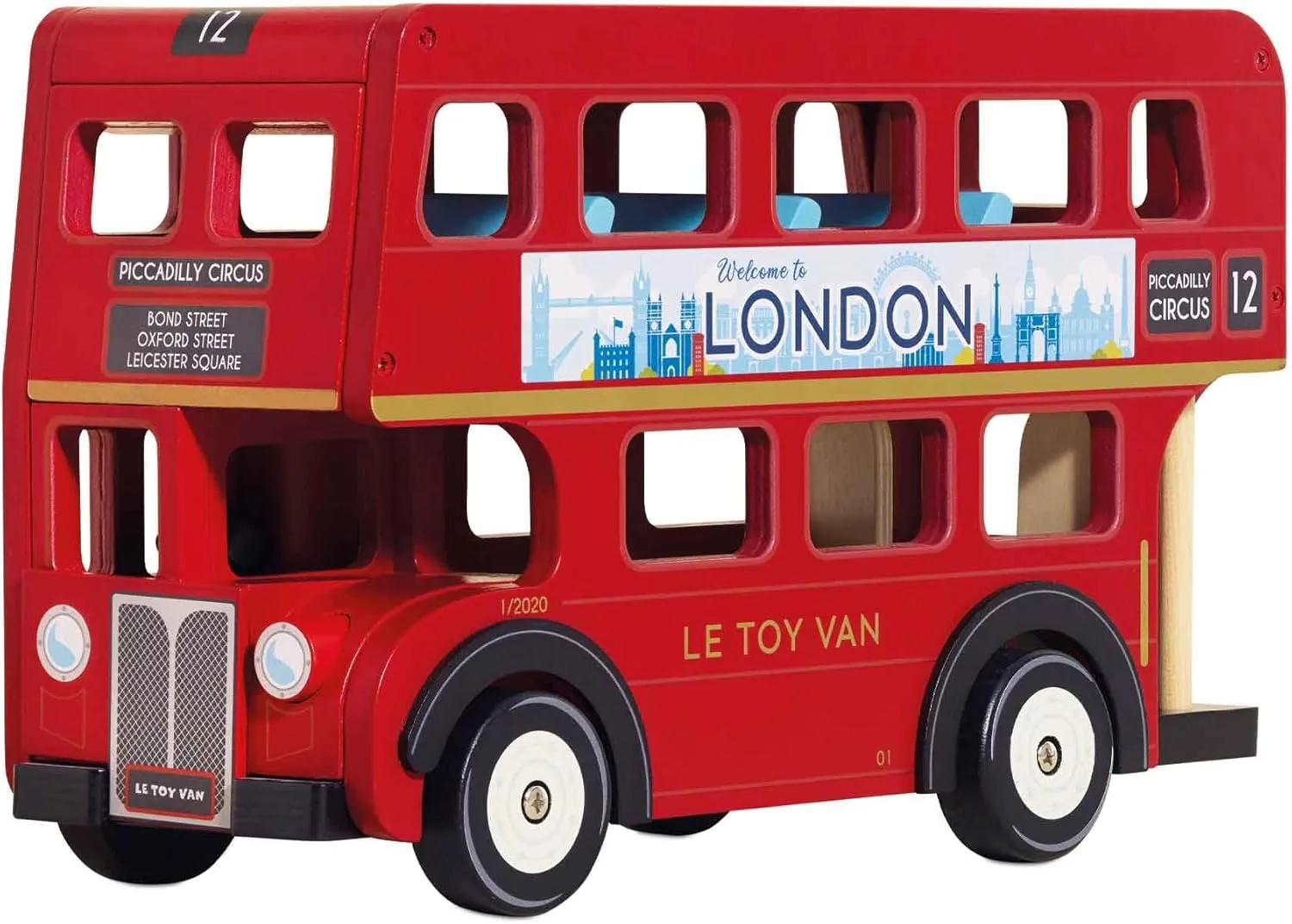 Le Toy Van - Cars & Construction - London Double Decker Bus - Wooden Bus - Role Play Toy - Suitable for Girls & Boys Age 3 