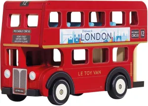 Le Toy Van - Cars & Construction - London Double Decker Bus - Wooden Bus - Role Play Toy - Suitable for Girls & Boys Age 3 