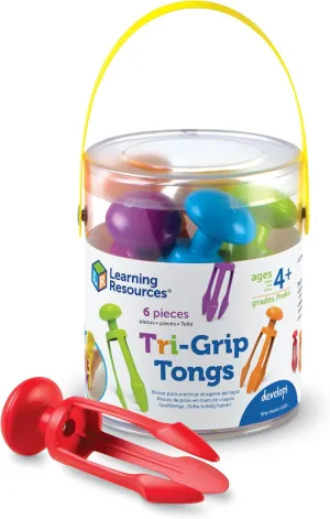 Learning Resources 3 Prong Tong, Pencil Grip Tongs, Sensory Bin, Fine Motor Toy, Set of 6, Ages 4 