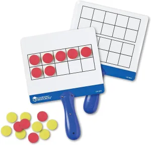 Learning Resources Magnetic Ten-Frame Answer Boards - Set of 4 with 100 Colorful counters/Discs, Ages 5  | Grades K  Giant Magnetic Ten Frame Boards Set, Math Manipulatives