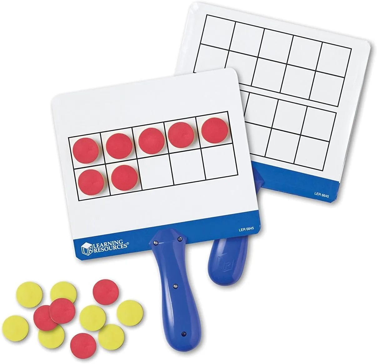 Learning Resources Magnetic Ten-Frame Answer Boards - Set of 4 with 100 Colorful counters/Discs, Ages 5  | Grades K  Giant Magnetic Ten Frame Boards Set, Math Manipulatives