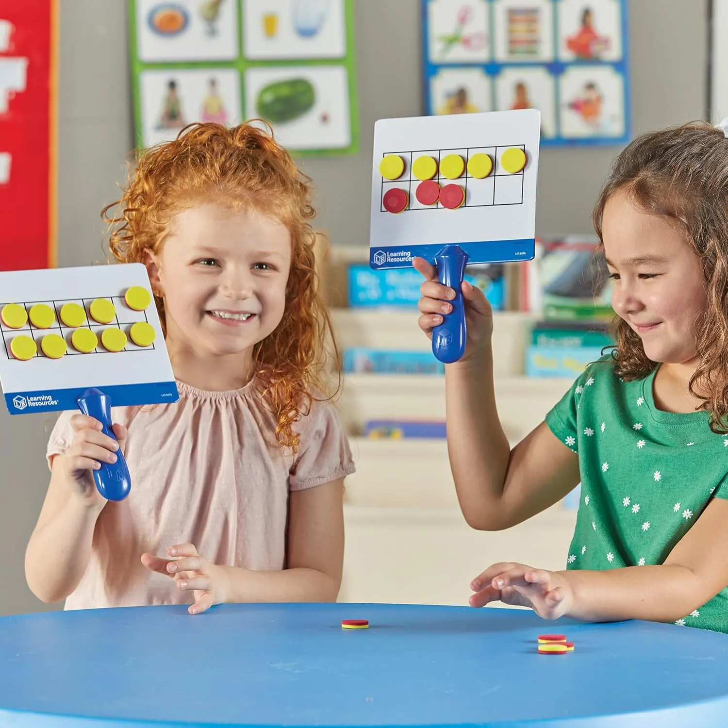 Learning Resources Magnetic Ten-Frame Answer Boards - Set of 4 with 100 Colorful counters/Discs, Ages 5  | Grades K  Giant Magnetic Ten Frame Boards Set, Math Manipulatives