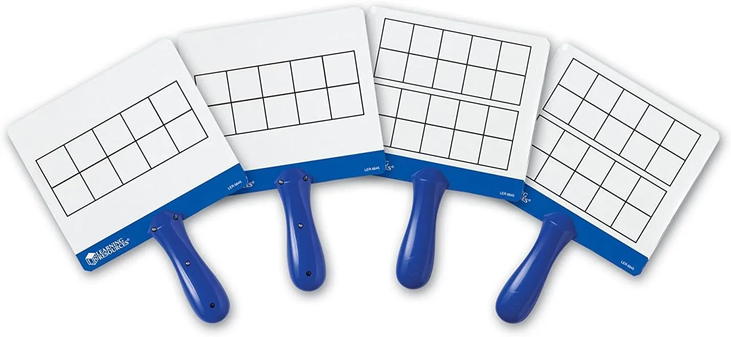 Learning Resources Magnetic Ten-Frame Answer Boards - Set of 4 with 100 Colorful counters/Discs, Ages 5  | Grades K  Giant Magnetic Ten Frame Boards Set, Math Manipulatives