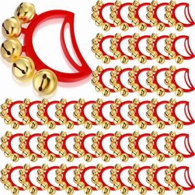 Lenwen 60 Pack Christmas Hand Bell Noise Makers Kids Musical Instruments Handheld Christmas Bells Jingle Bell for Kids Adults Holiday Christmas Party Favors, Red