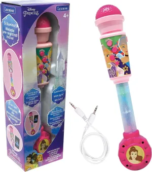 Lexibook, Disney Princess Luminous Microphone for Kids, Musical Toy, Built-in Speaker, Light Effects, Aux-in Socket, Pink, MIC90DP