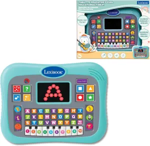 Lexibook, Learning Tablet, Bilingual French/English, Talking Tablet with Screen for Learning Alphabet, Numbers and Animals, Piano Modes, Interactive Quiz Modes, Blue, JCPAD007i1
