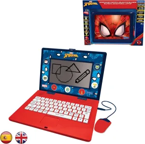 Lexibook, Spider-Man, Bilingual and Educational Laptop Spanish/English, Toy for Children, 170 Activities to Learn, Play Games and Music, Large Screen, Blue/Red, JC599SPi2